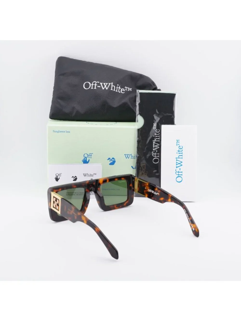 Off-White OERI049 LEONARDO 1605 Square Sunglasses – Havana / Green
